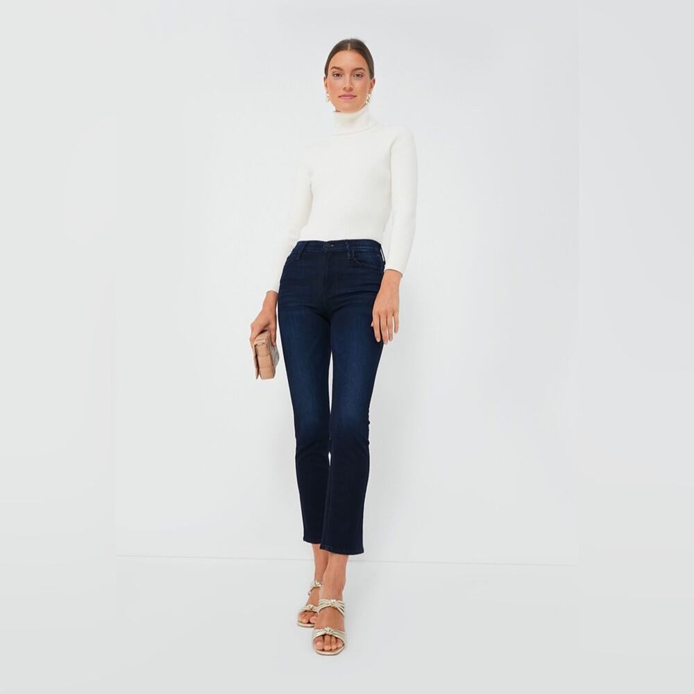 Mother Mid Rise Dazzler Ankle in Now or Never Slim Fit Dark Wash size 24